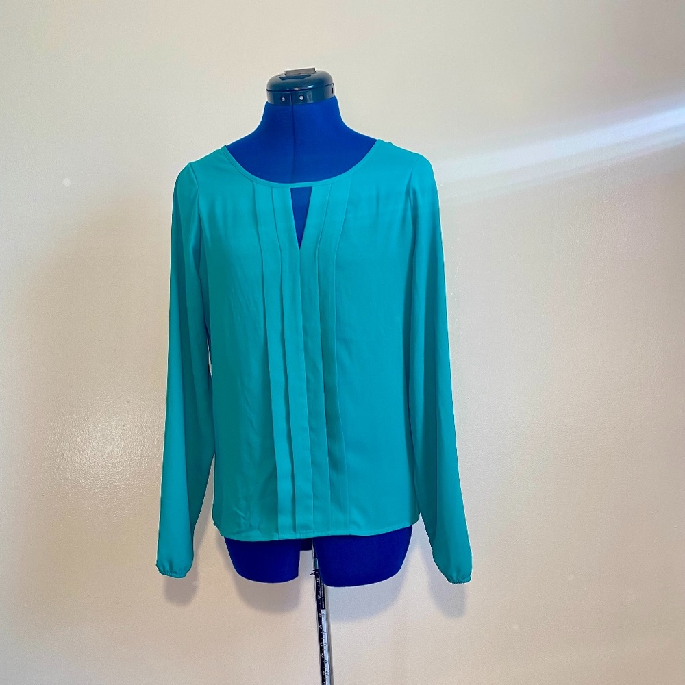 Express Long-Sleeved Teal Blouse - Size: S